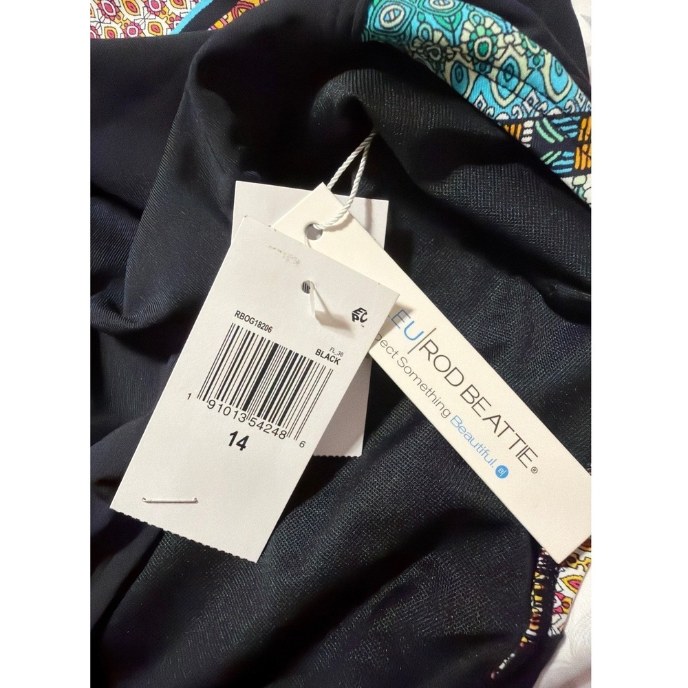 Bleu Rod Beattie Baja Bazaar Mesh V-Neck Halter One Piece Swimsuit 14 NWT - Picture 7 of 8